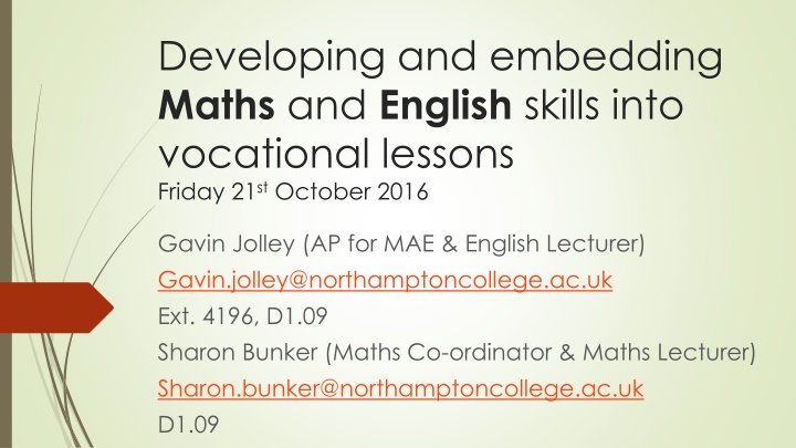 developing and embedding maths and english skills