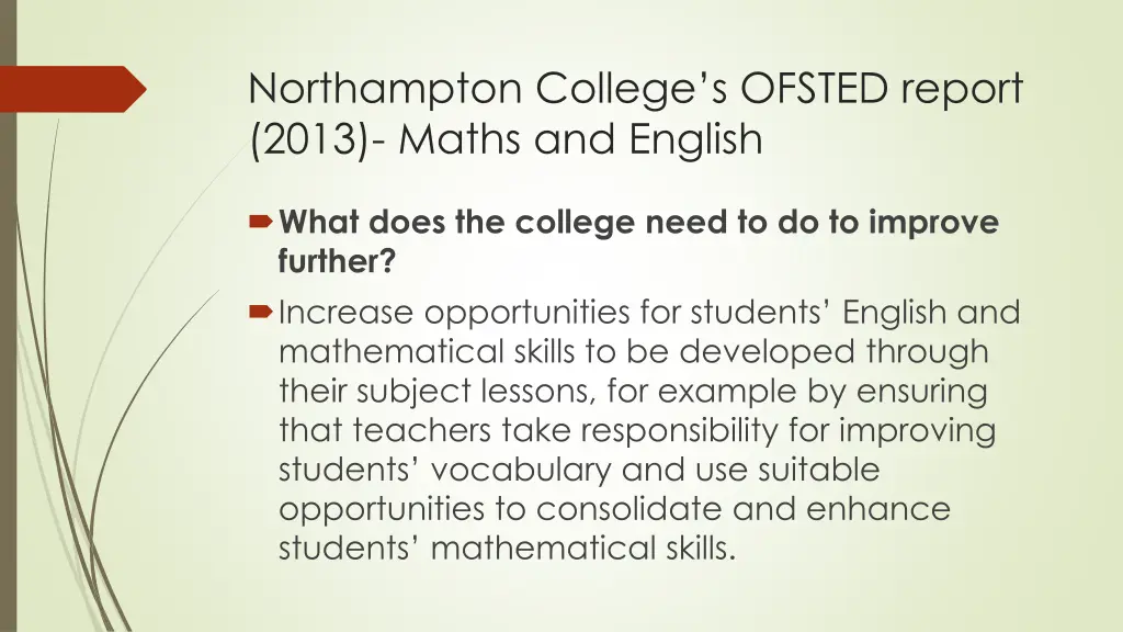 northampton college s ofsted report 2013 maths