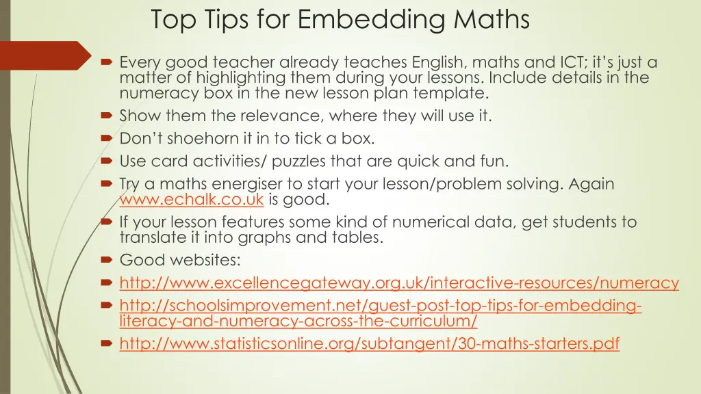 top tips for embedding maths