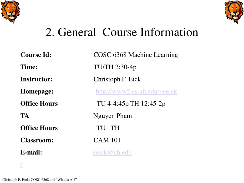 2 general course information