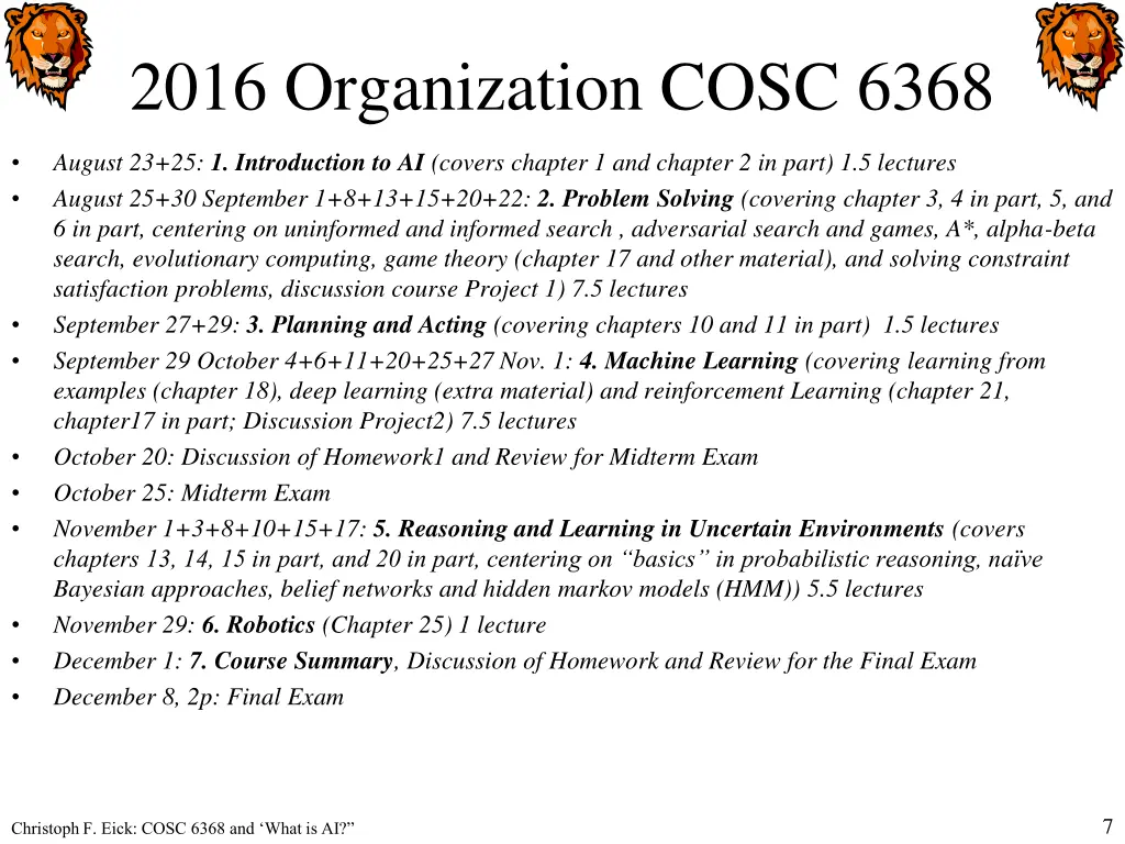 2016 organization cosc 6368