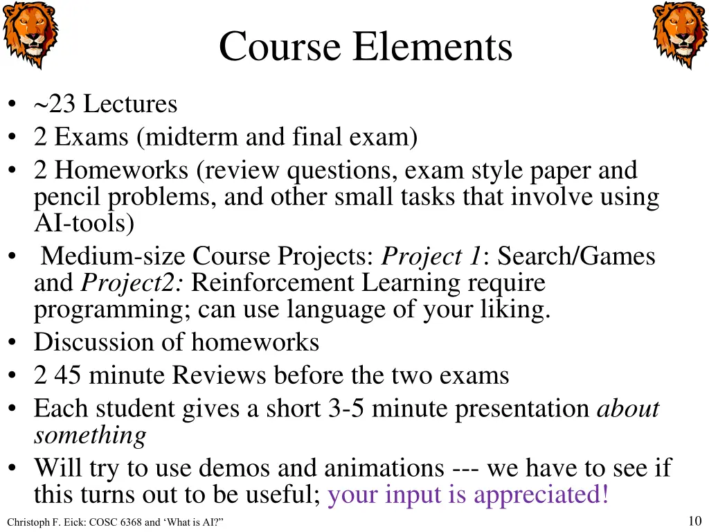course elements