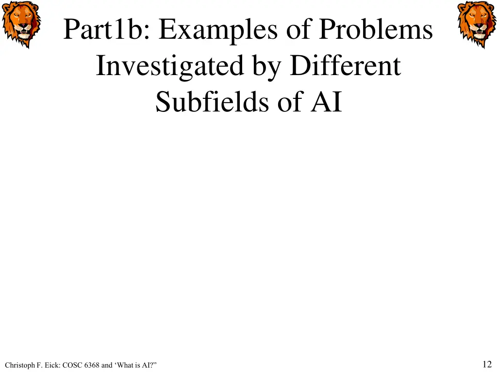 part1b examples of problems investigated
