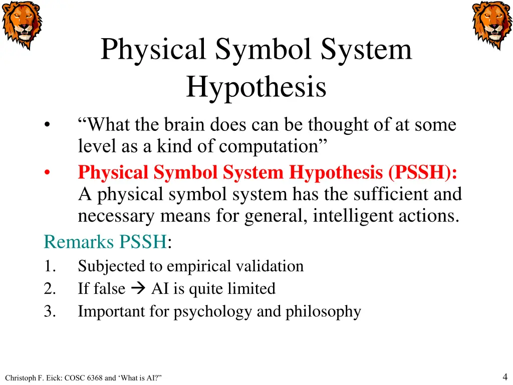 physical symbol system hypothesis what the brain