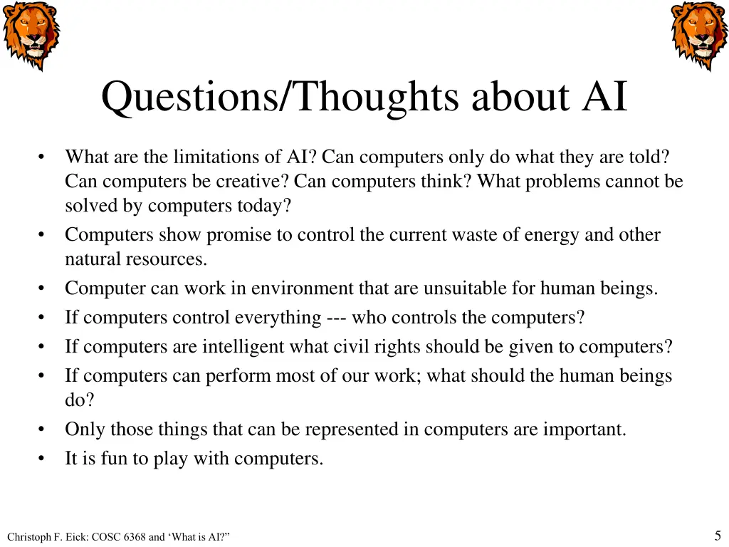 questions thoughts about ai