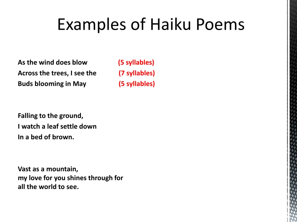 examples of haiku poems