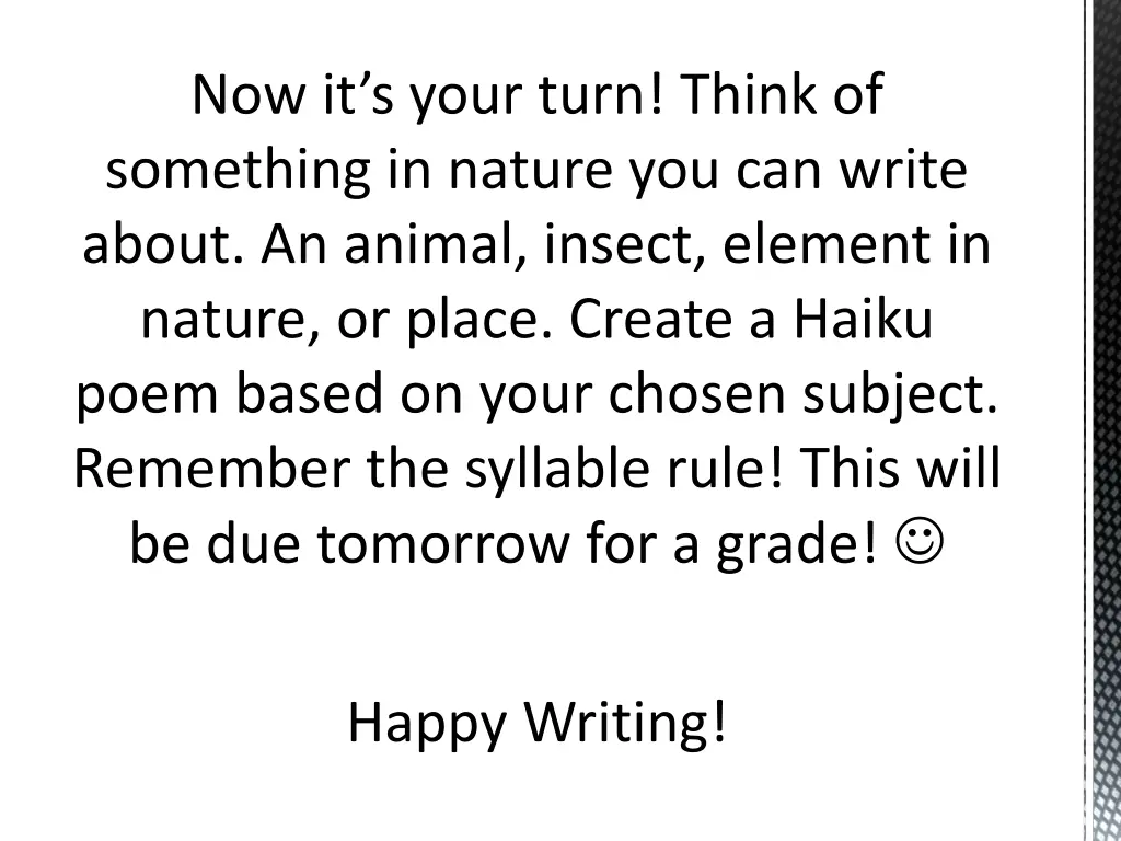now it s your turn think of something in nature