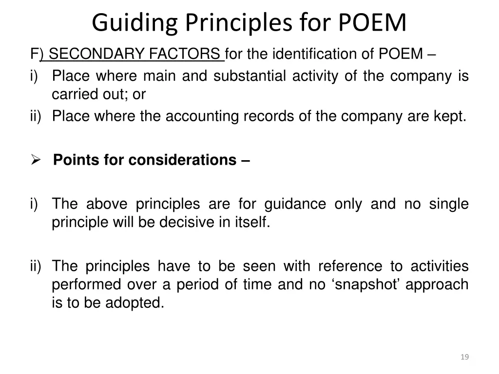 guiding principles for poem f secondary factors
