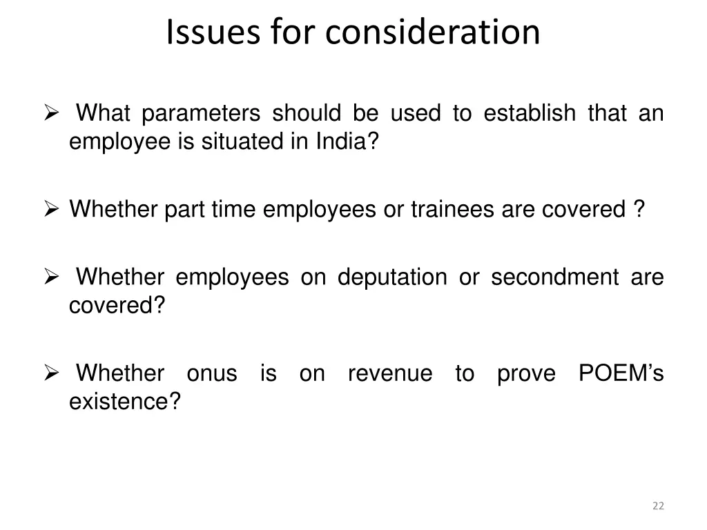 issues for consideration 1