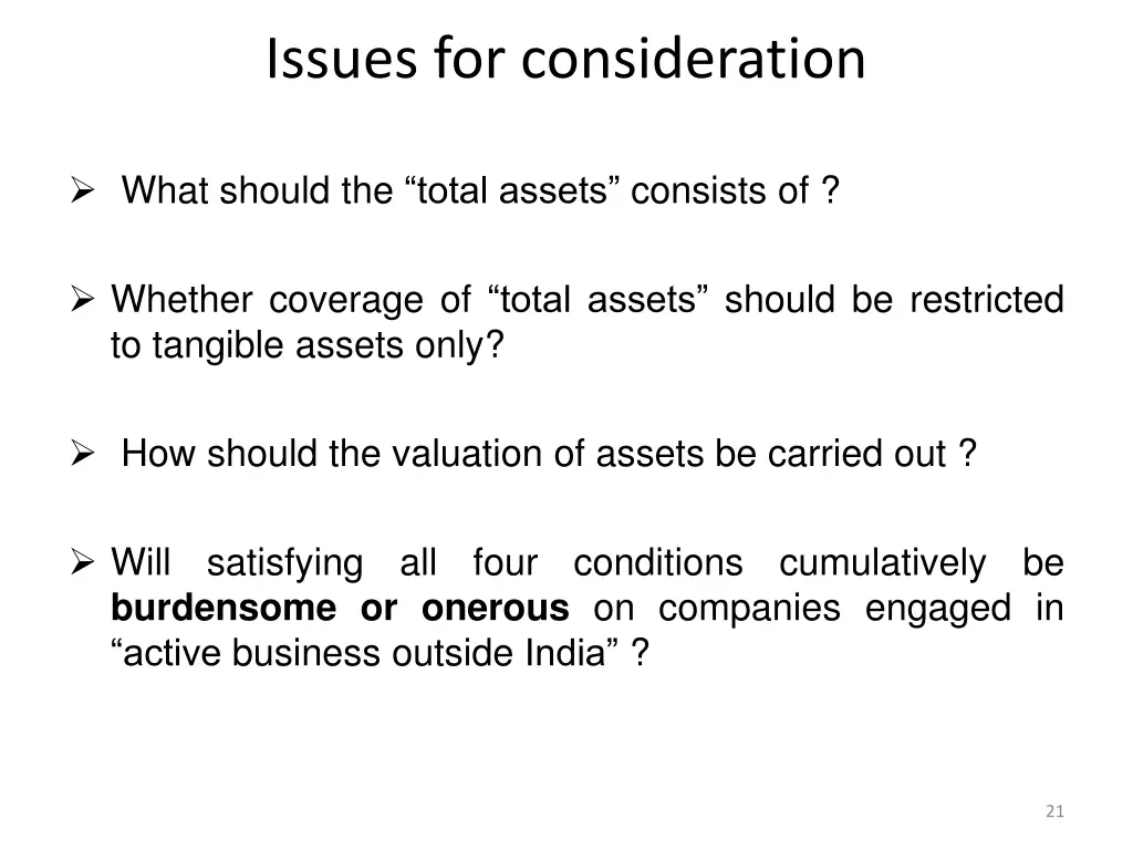issues for consideration
