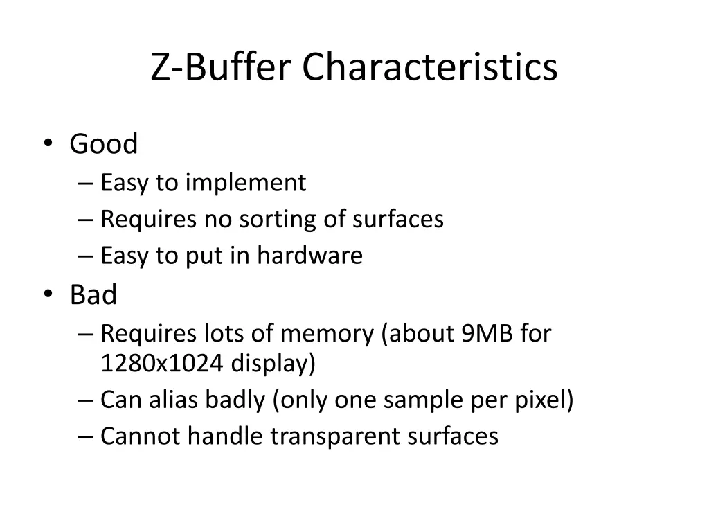 z buffer characteristics
