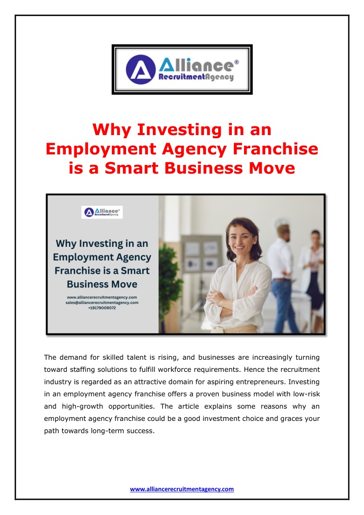 why investing in an employment agency franchise