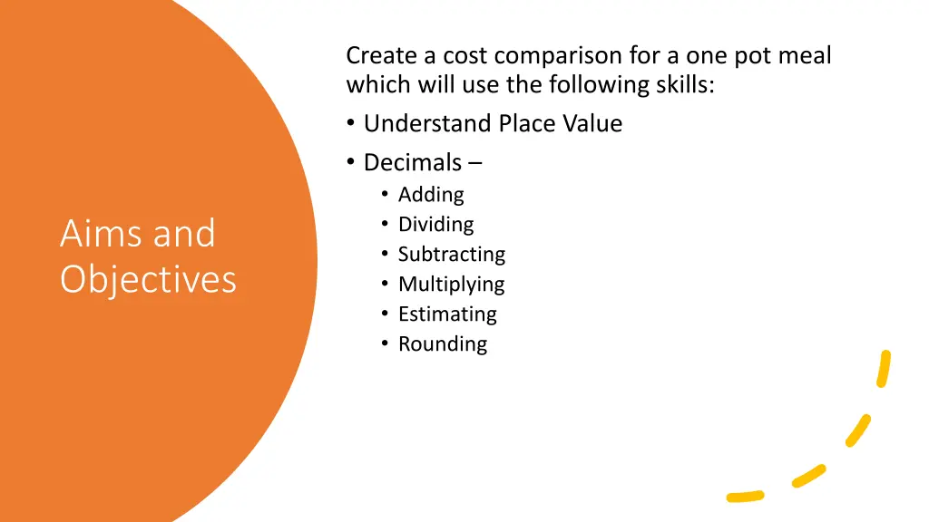 create a cost comparison for a one pot meal which