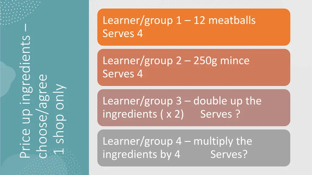 learner group 1 12 meatballs serves 4
