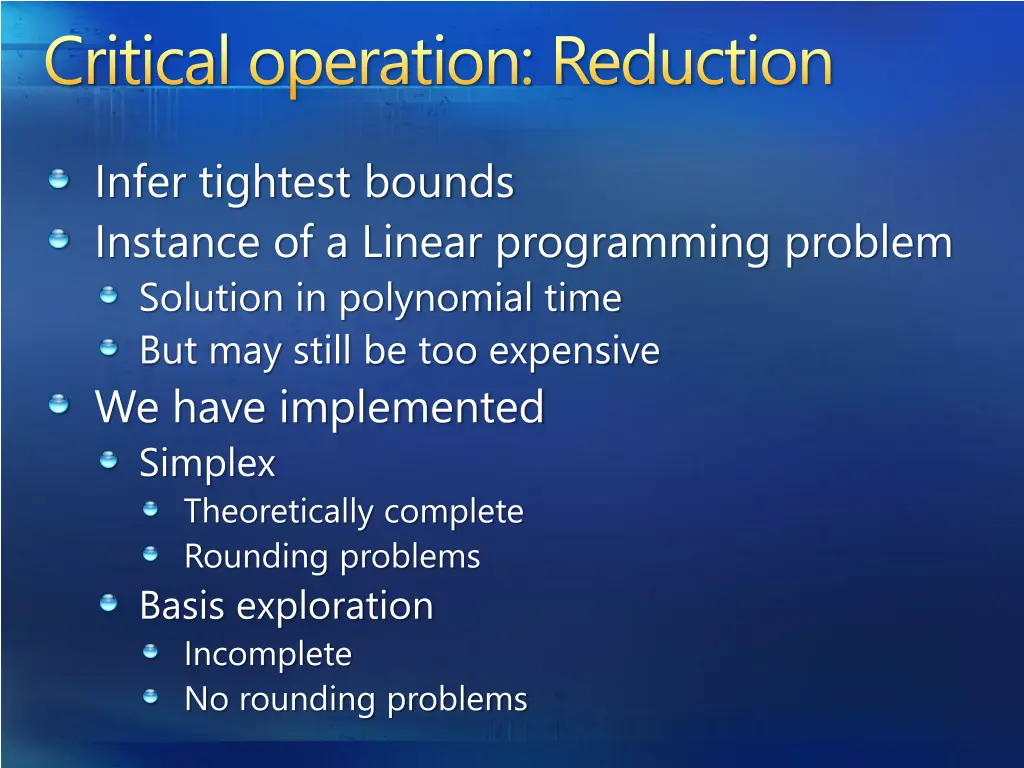 critical operation reduction