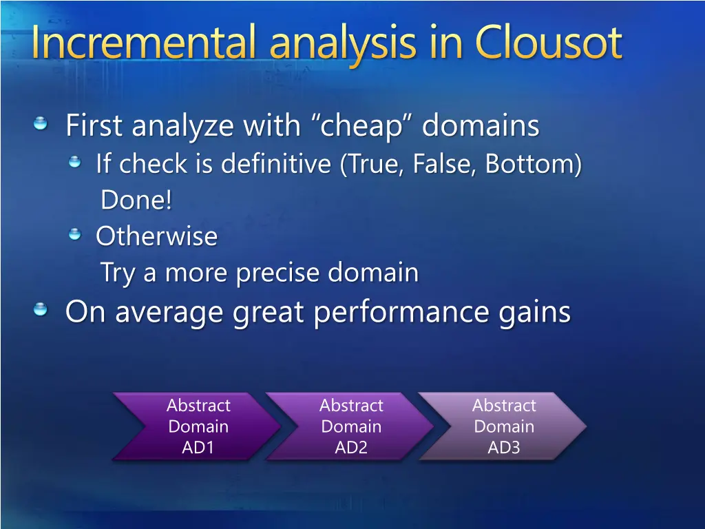 incremental analysis in clousot