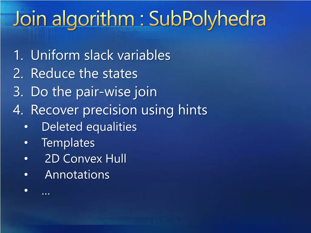 join algorithm subpolyhedra