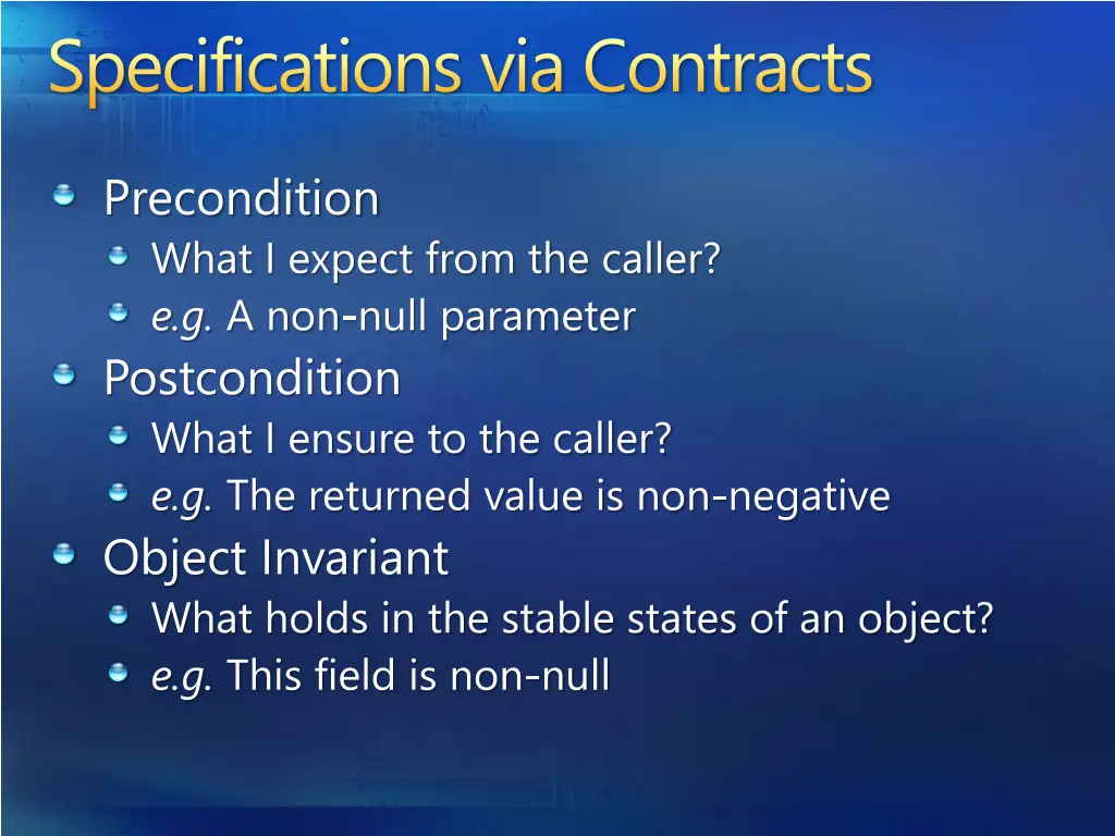 specifications via contracts