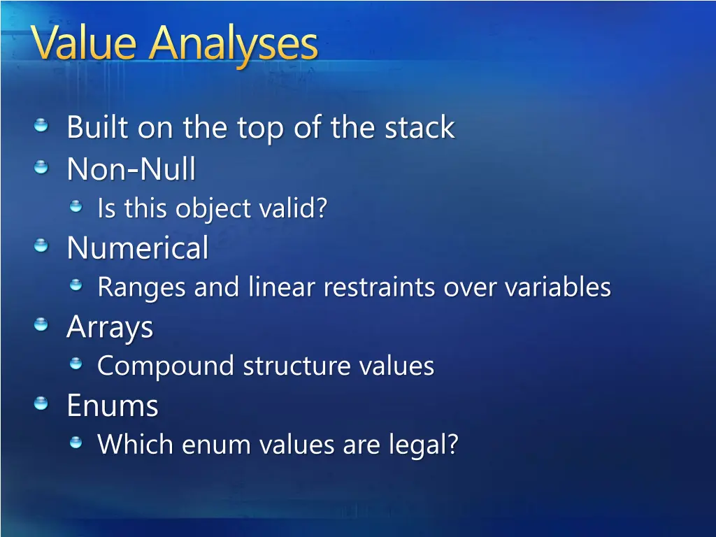 value analyses