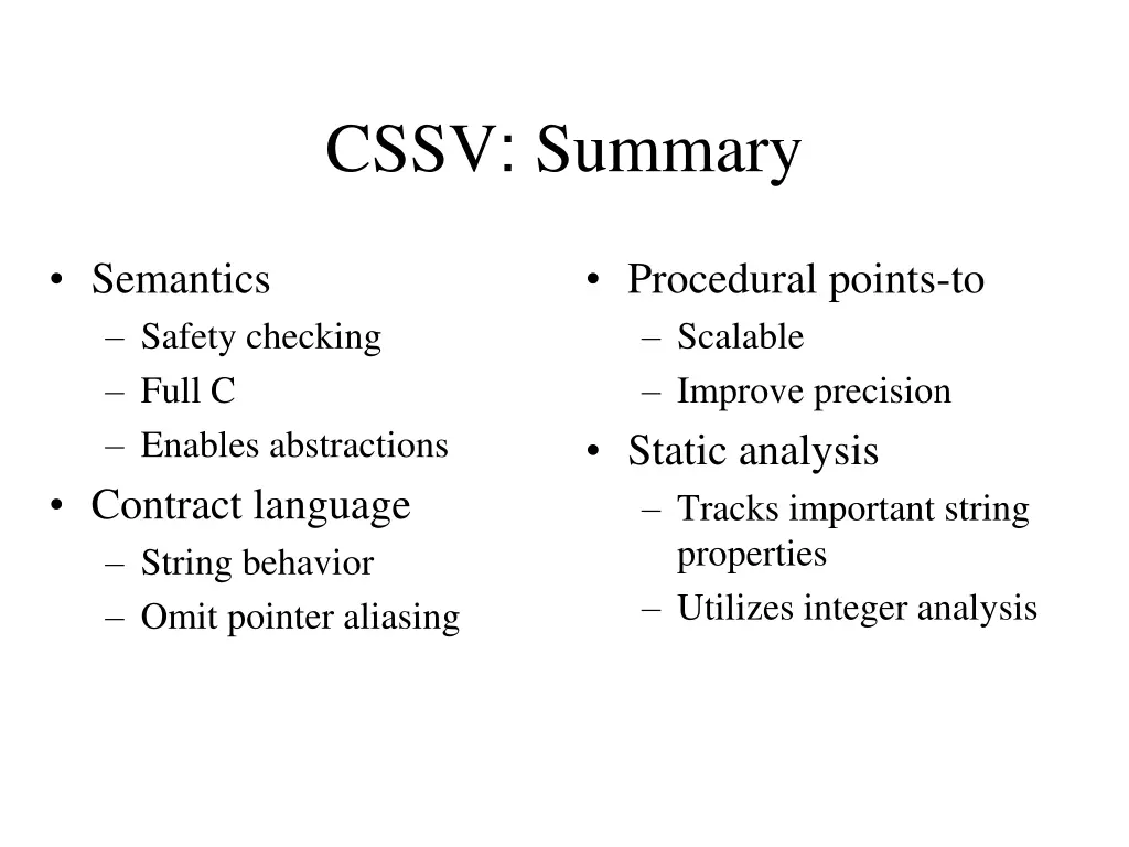 cssv summary