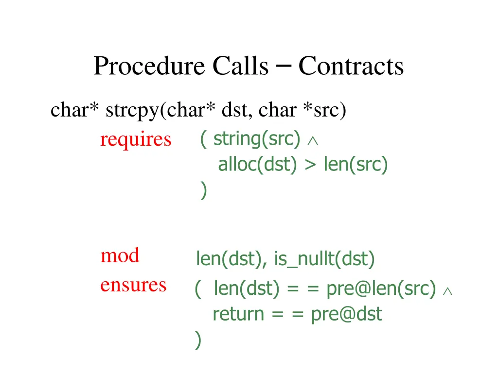 procedure calls contracts