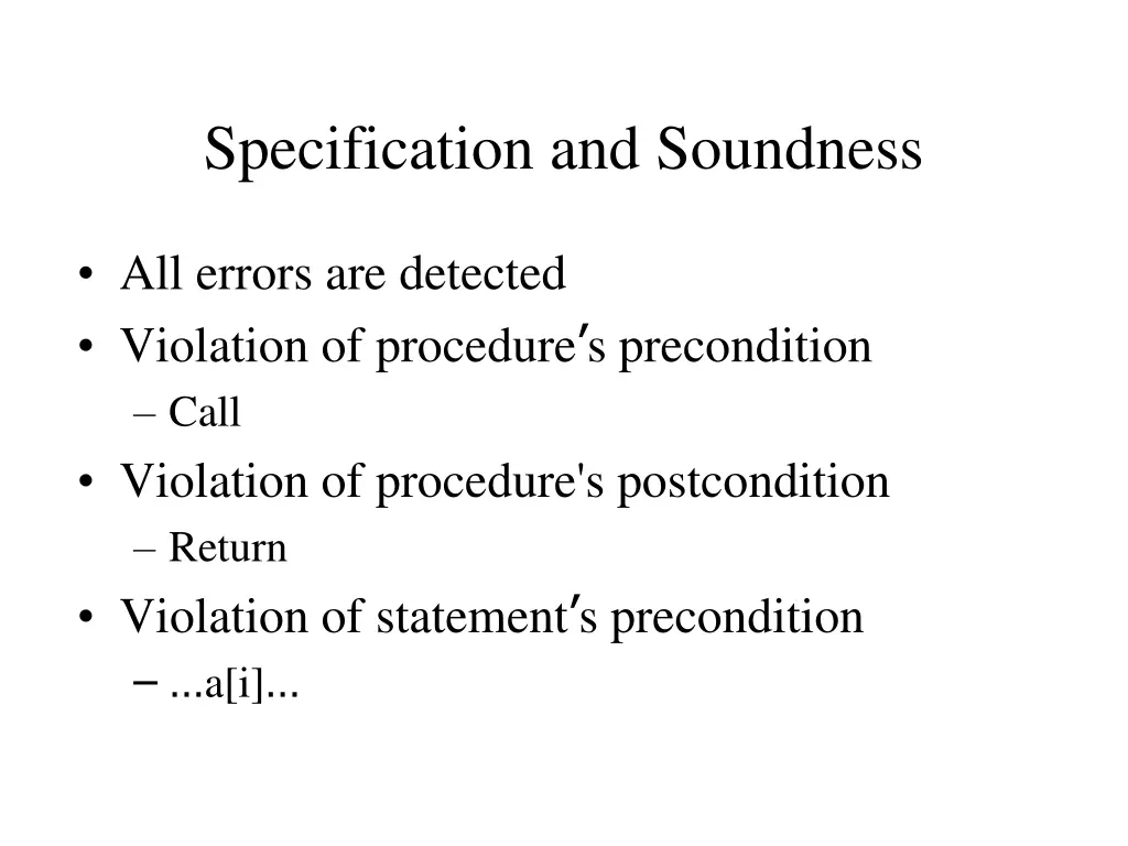 specification and soundness