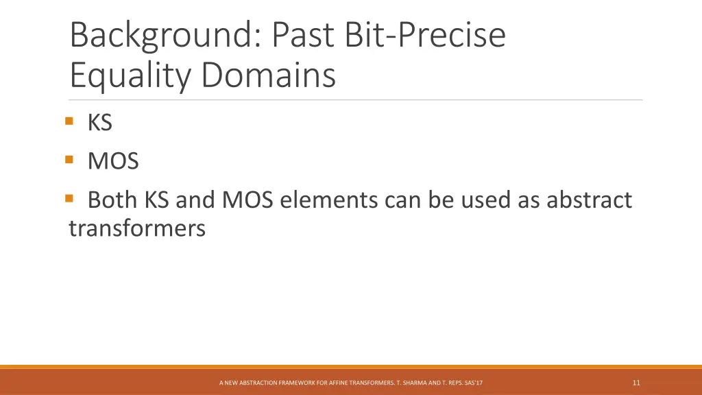 background past bit precise equality domains