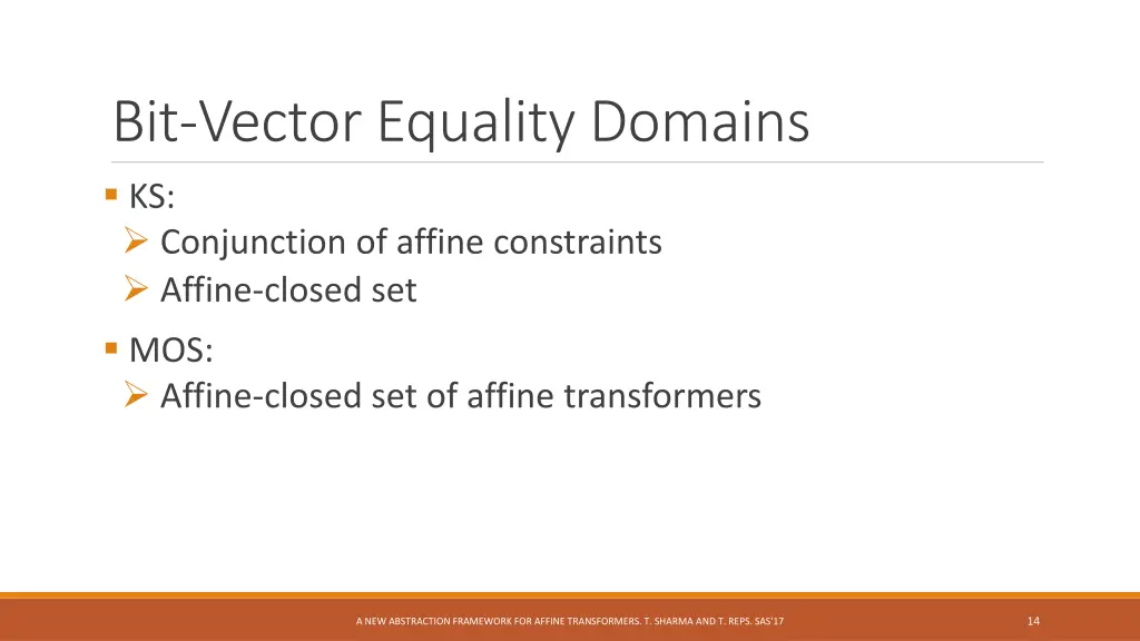 bit vector equality domains ks conjunction