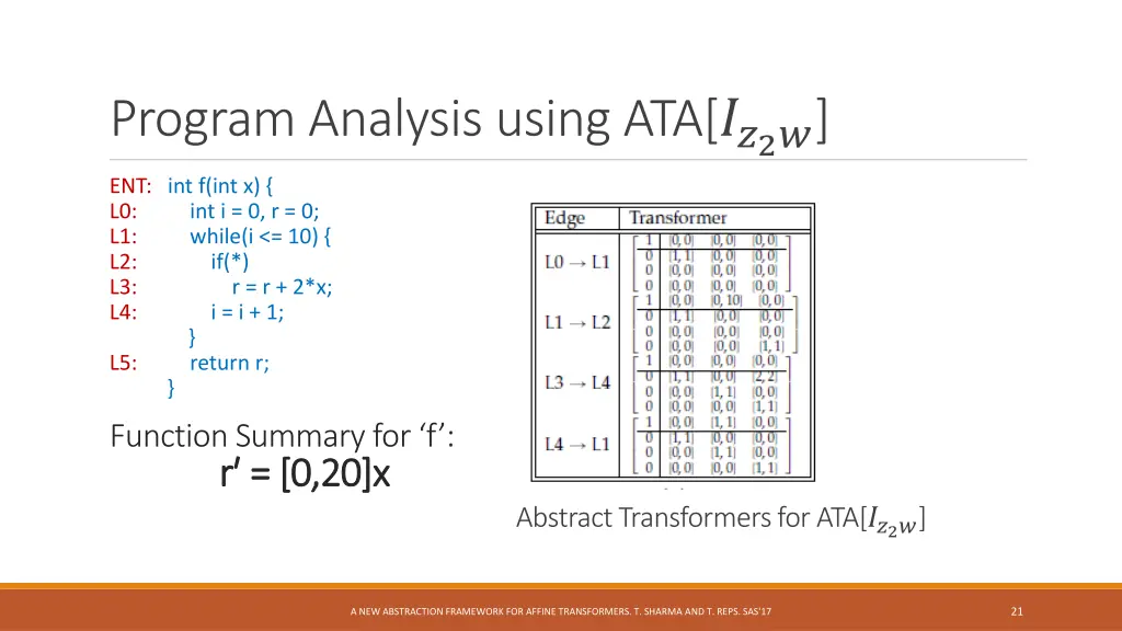 program analysis using ata 2