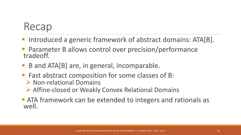 recap introduced a generic framework of abstract