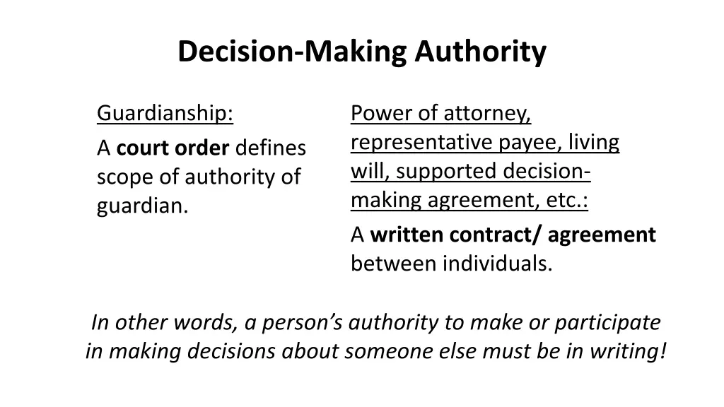 decision making authority