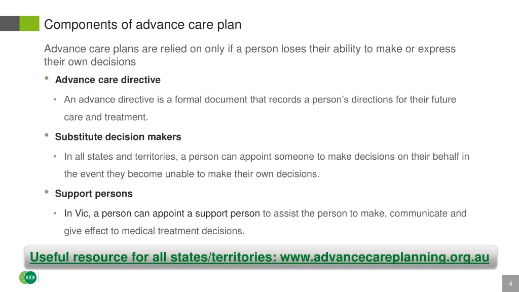 components of advance care plan