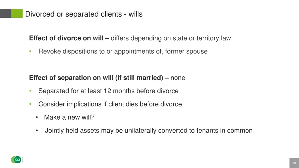 divorced or separated clients wills
