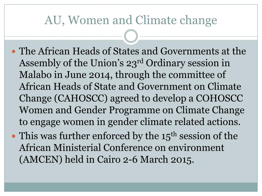 au women and climate change