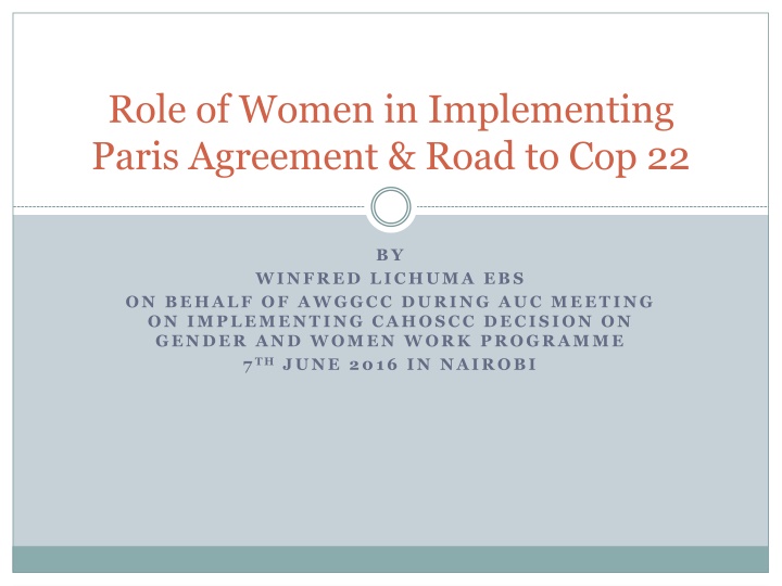 role of women in implementing paris agreement