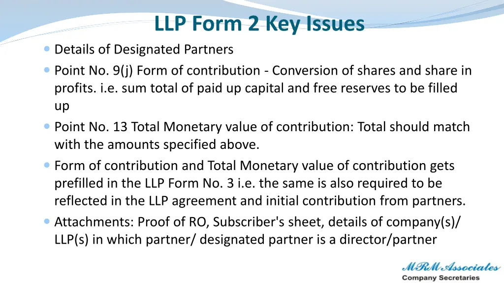 llp form 2 key issues