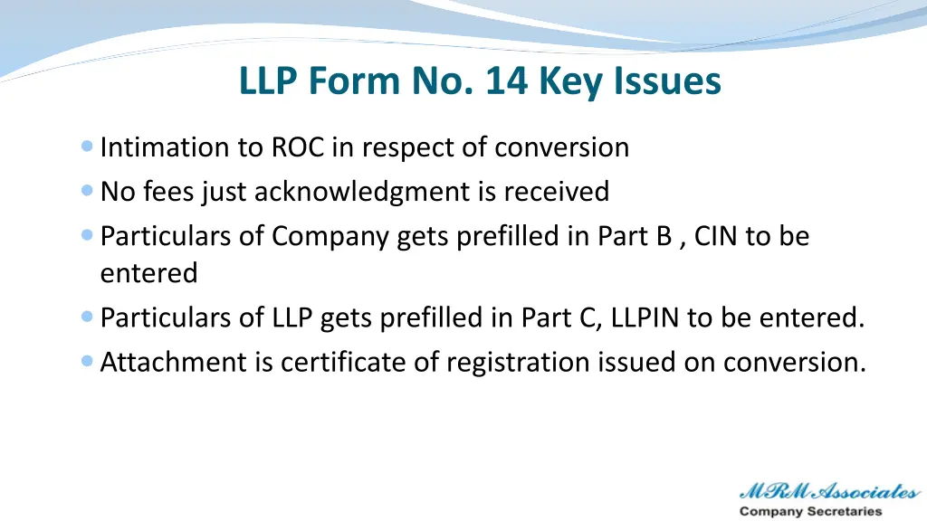 llp form no 14 key issues