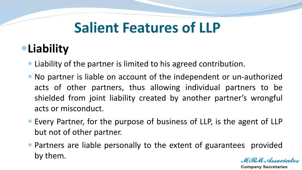 salient features of llp