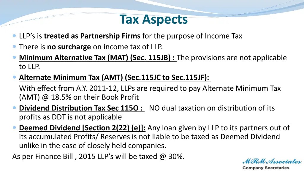 tax aspects