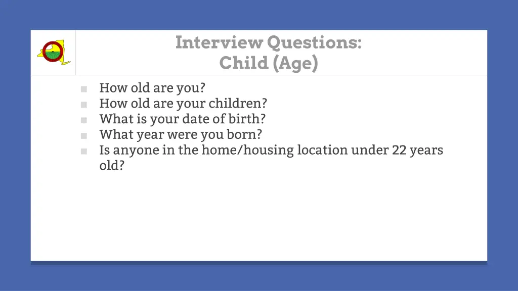 interview questions child age