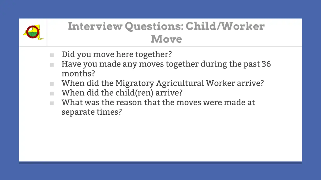 interview questions child worker move