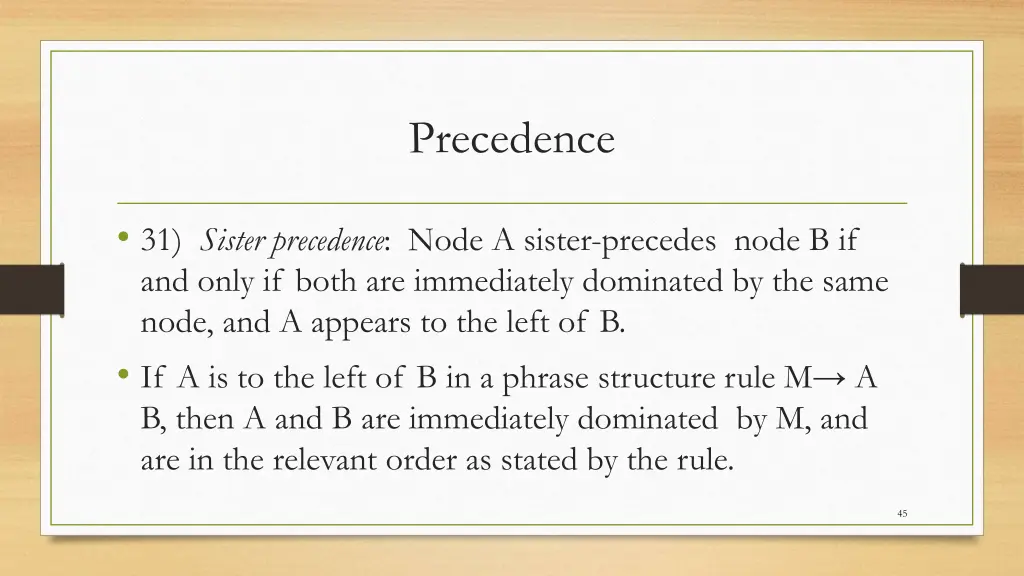 precedence 1