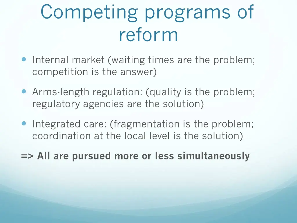 competing programs of reform