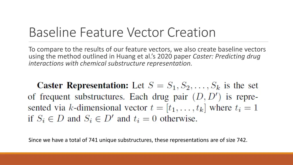 baseline feature vector creation