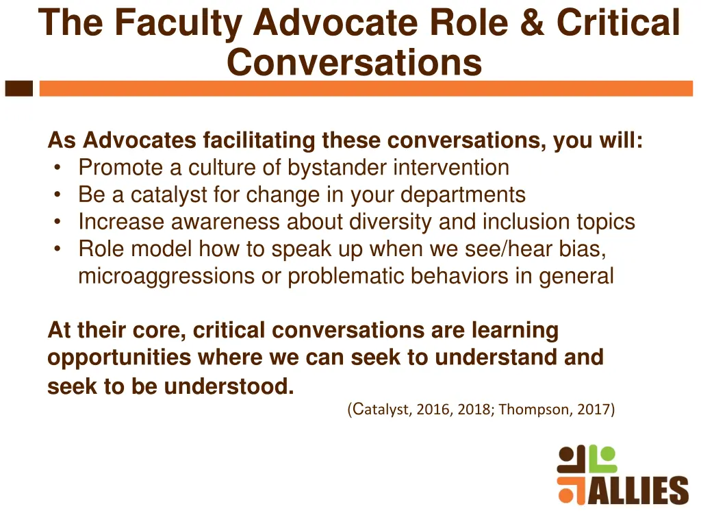 the faculty advocate role critical conversations