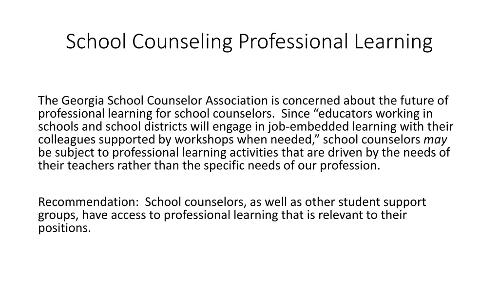 school counseling professional learning