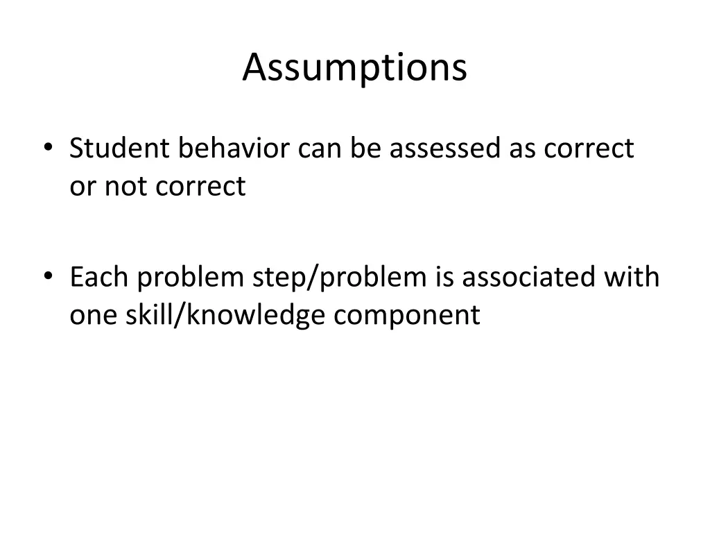 assumptions