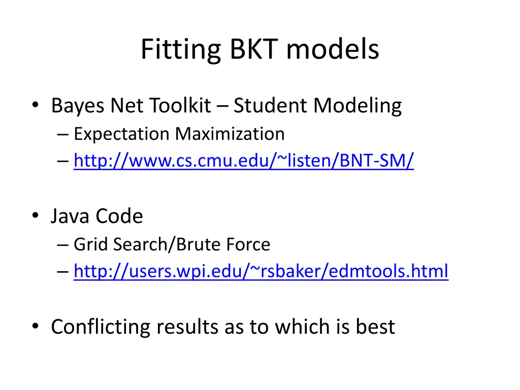 fitting bkt models