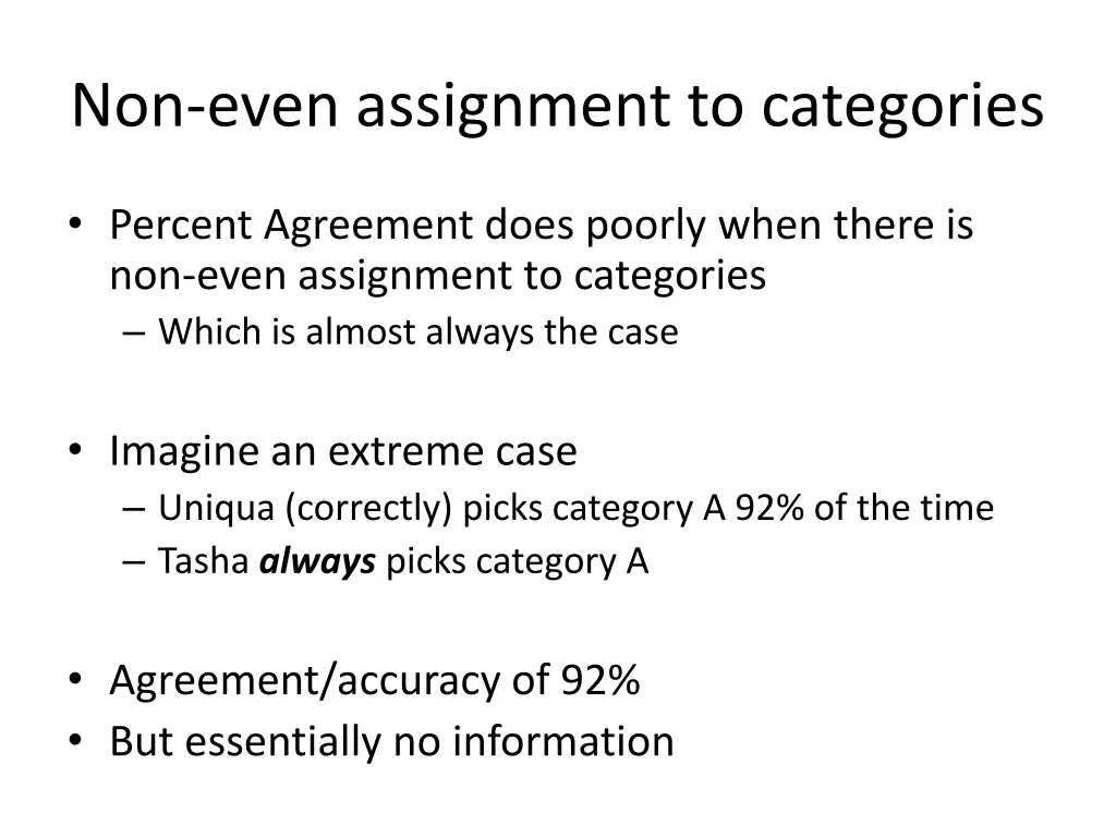 non even assignment to categories