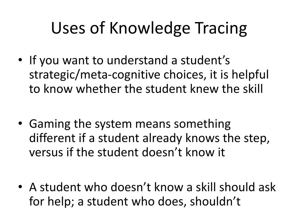 uses of knowledge tracing 1